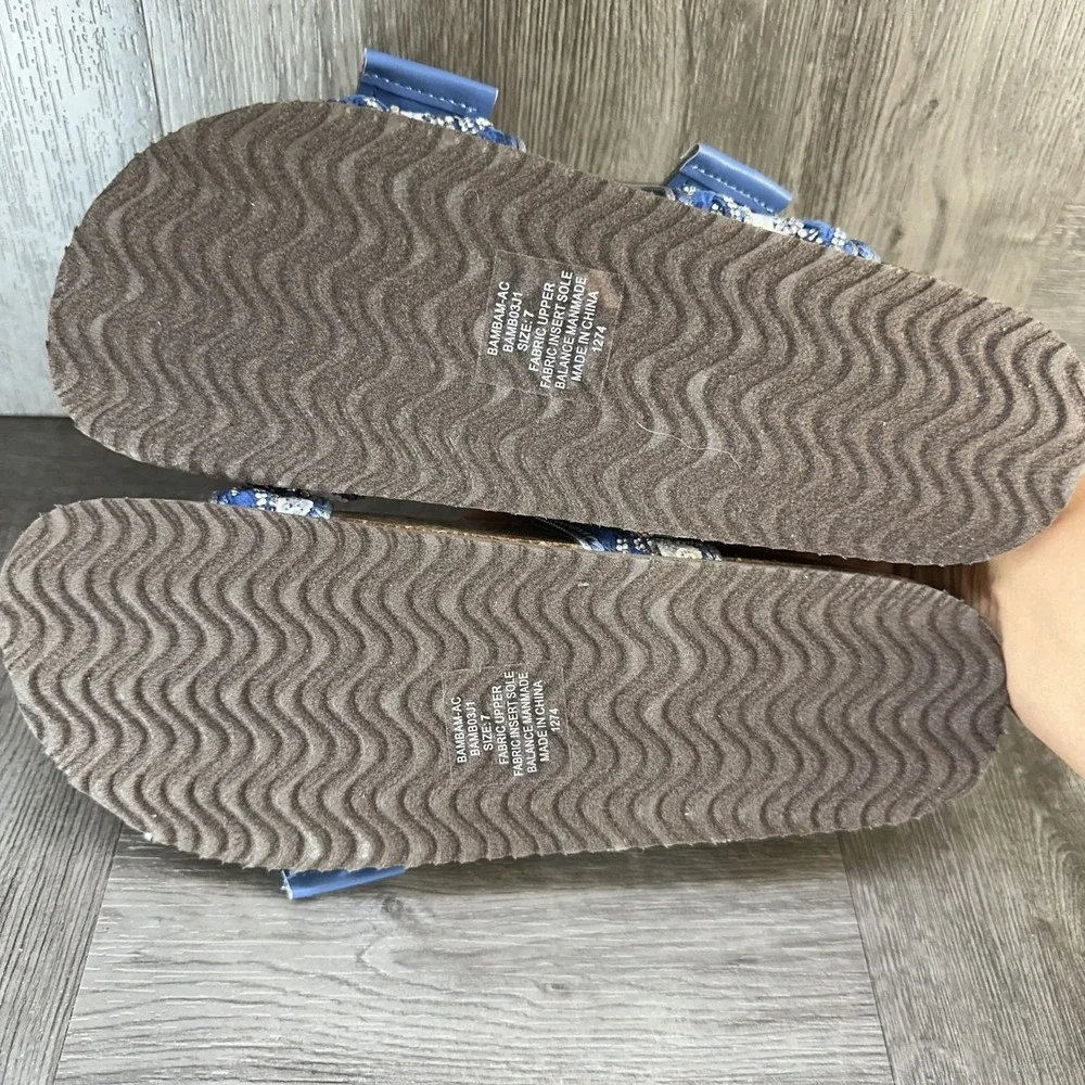 Madden Girl Sandals Women Size 7 Blue Boho Embroidered Sequin Cork Slides NEW